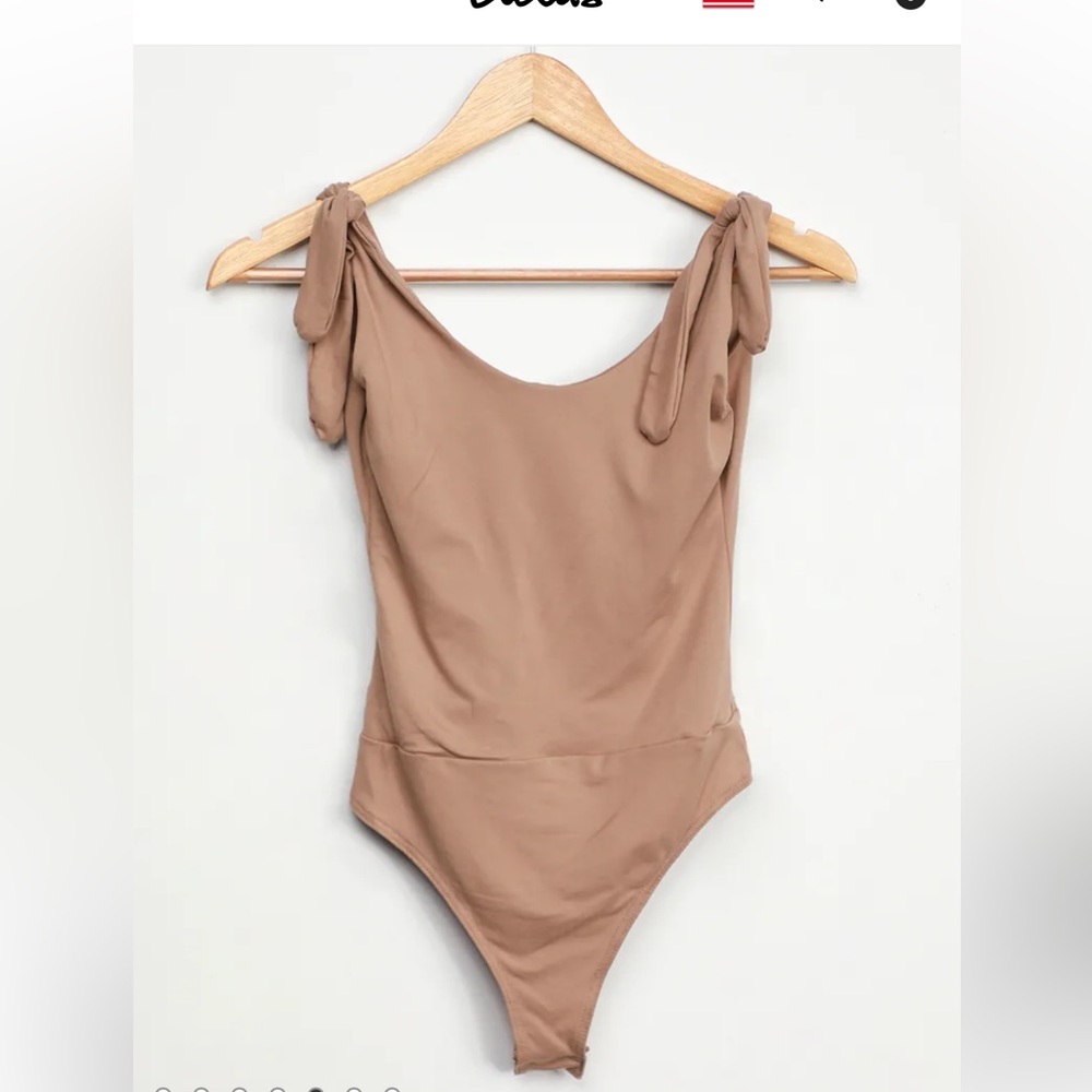 NWT Pretty Pleased Tan Tie-Strap Bodysuit